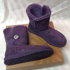 mid calf Uggs in purple with jewel detail